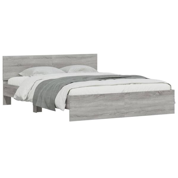 vidaXL Cadre de lit sans matelas sonoma gris 150x200 cm