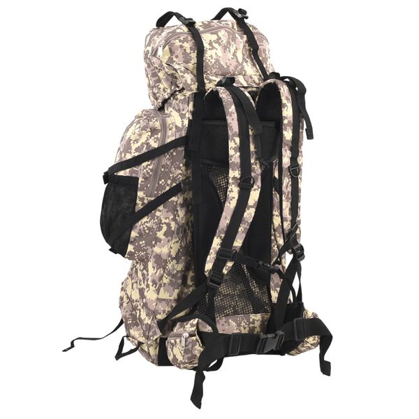 vidaXL Sac &agrave; dos de randonn&eacute;e marron camouflage 80 L tissu oxford