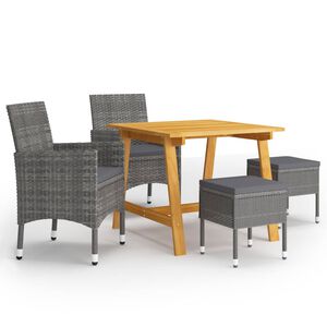 vidaXL Ensemble &agrave; manger de jardin 5 pcs Gris