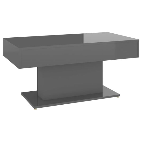 vidaXL Table basse gris brillant 96x50x45 cm bois d'ingénierie