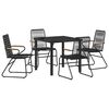 vidaXL Ensemble de salle à manger pour jardin 5 pcs Noir
