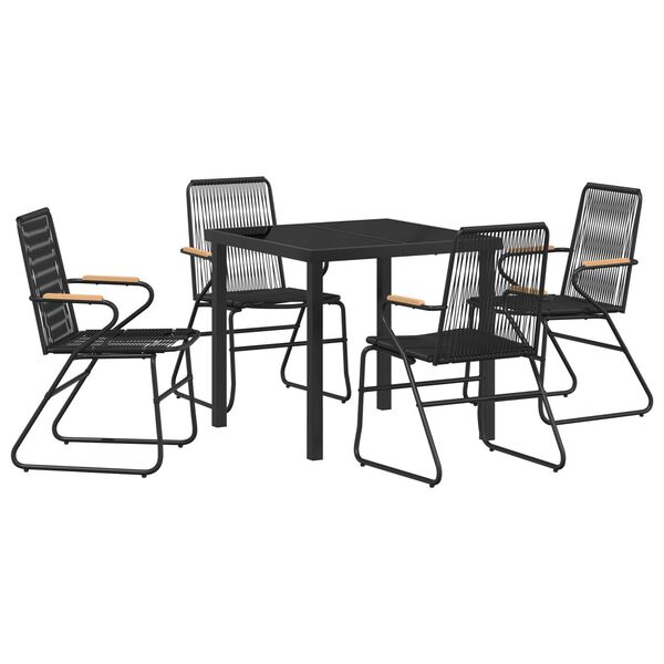 vidaXL Ensemble de salle à manger pour jardin 5 pcs Noir