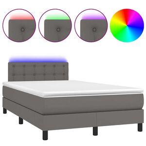 vidaXL Sommier &agrave; lattes de lit matelas LED gris 120x190 cm similicuir