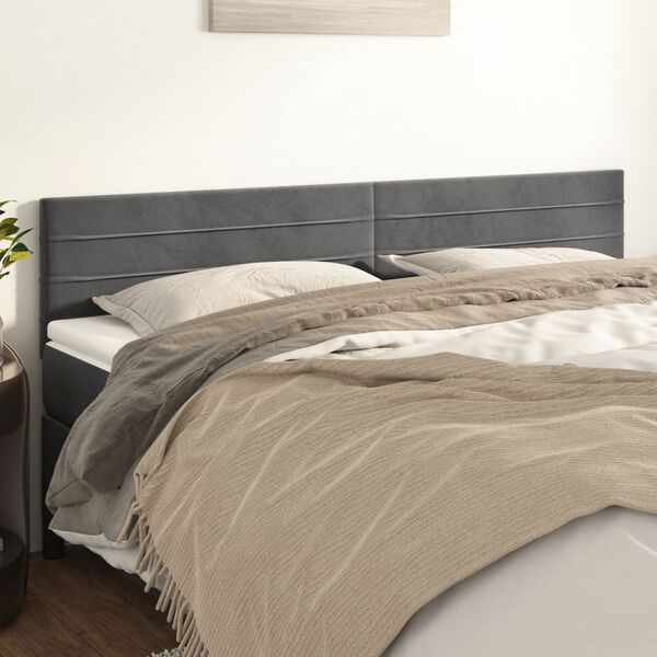 vidaXL T&ecirc;tes de lit Gris fonc&eacute; 180x5x78/88 cm Velours