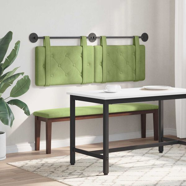 vidaXL T&ecirc;te de lit suspendue Vert clair 130 x 55 x 5 cm Velours