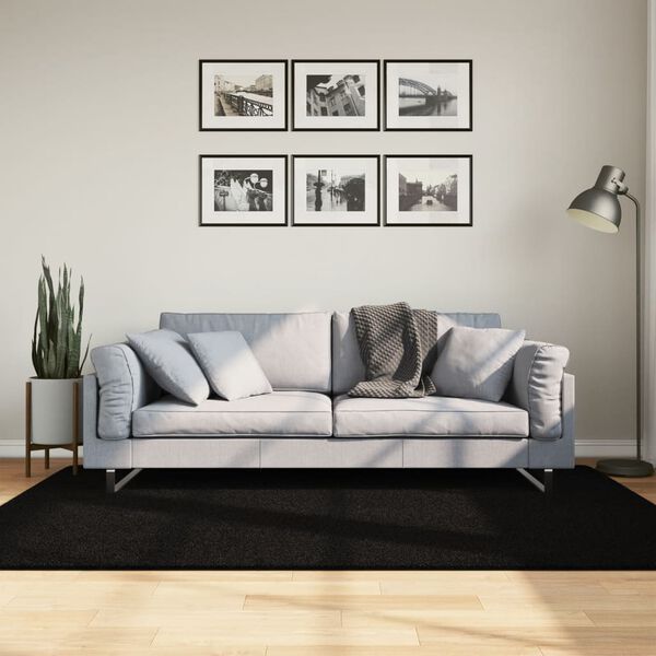 vidaXL Tapis HUARTE à poils courts doux et lavable noir 140x200 cm