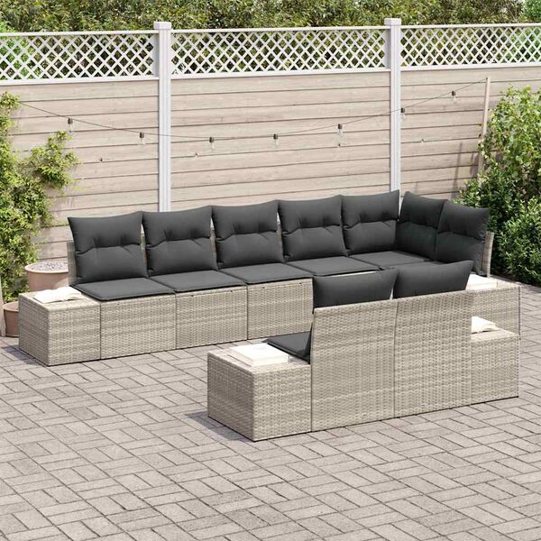 vidaXL Ensemble de canap&eacute; de jardin 8 pcs Gris clair Poly rotin