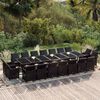 vidaXL Ensemble &agrave; manger de jardin coussins 19 pcs R&eacute;sine tress&eacute;e Noir