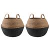 vidaXL Pot de plante avec poign&eacute;es 2 pc Noir &Oslash; 45 x 36 cm