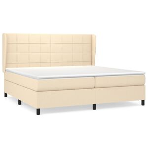 vidaXL Sommier &agrave; lattes de lit avec matelas Cr&egrave;me 200x200 cm Tissu