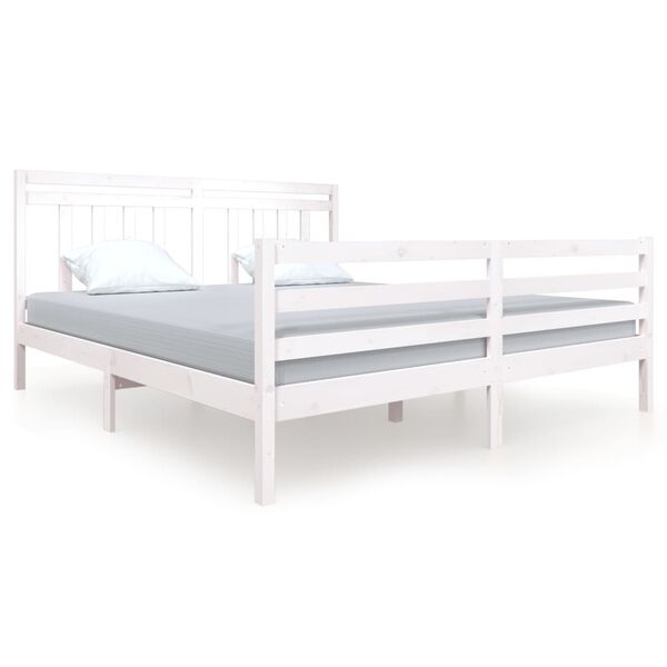 vidaXL Cadre de lit sans matelas blanc bois massif