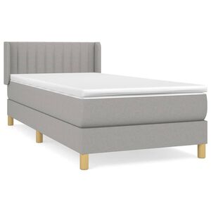 vidaXL Sommier &agrave; lattes de lit et matelas Gris clair 90x190 cm Tissu