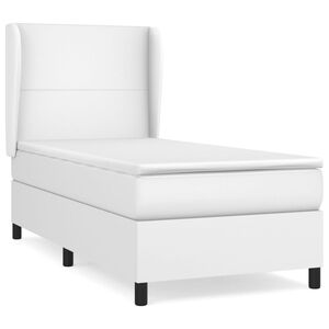 vidaXL Sommier &agrave; lattes de lit avec matelas Blanc 90x190 cm Similicuir