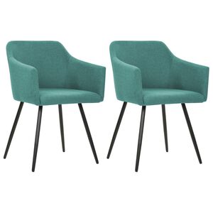 vidaXL Chaises &agrave; manger lot de 2 vert tissu