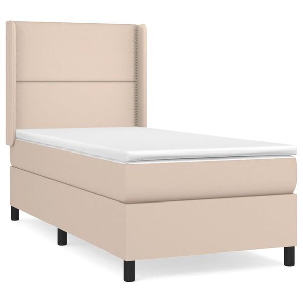 vidaXL Sommier &agrave; lattes de lit avec matelas Cappuccino 90x200 cm