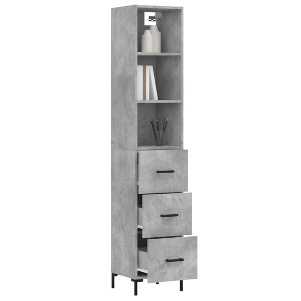 vidaXL Buffet haut Gris béton 34,5x34x180 cm Bois d'ingénierie