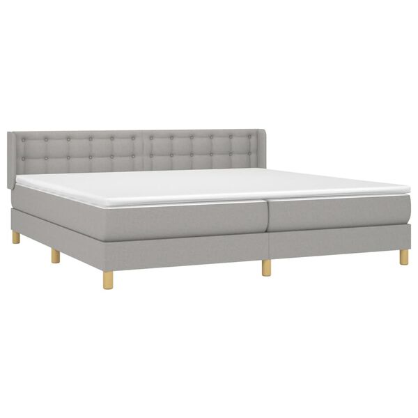 vidaXL Sommier &agrave; lattes de lit avec matelas Gris clair 200x200cm Tissu