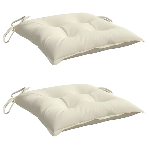 vidaXL Coussins de chaise lot de 2 blanc cr&egrave;me 40x40x7 cm tissu oxford