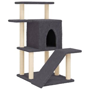 vidaXL Arbre &agrave; chat avec griffoirs en sisal gris fonc&eacute; 97 cm