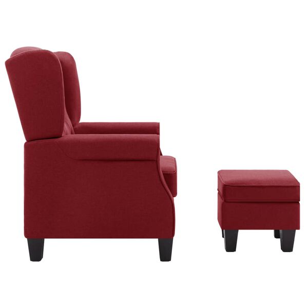 vidaXL Fauteuil avec repose-pied Rouge bordeaux Tissu