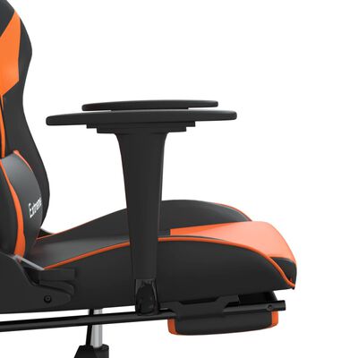 vidaXL Chaise de jeu de massage et repose-pied Noir orange Similicuir
