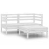 vidaXL Salon de jardin 3 pcs Bois de pin massif Blanc
