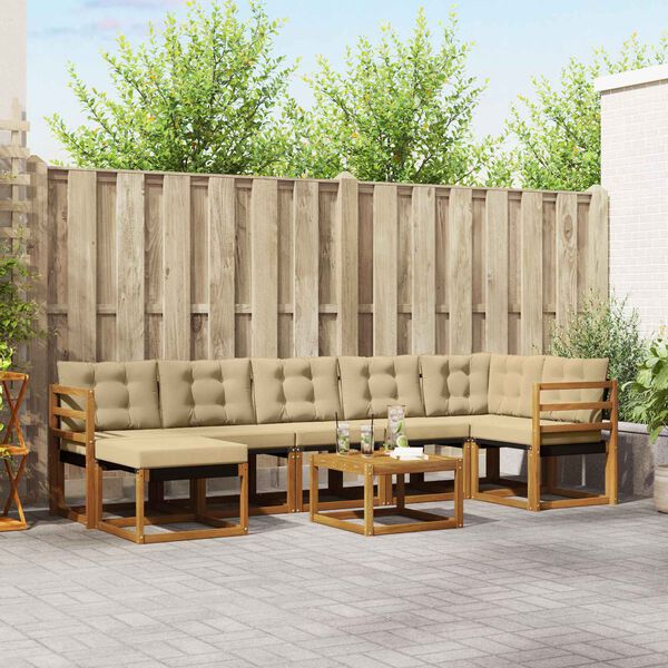 vidaXL Ensemble de canap&eacute;s d'ext&eacute;rieur 8 pcs Naturel et Beige