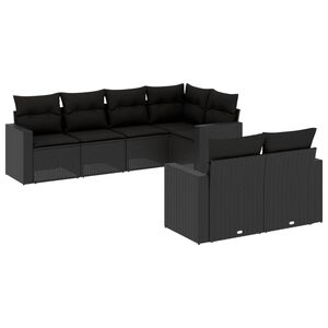 vidaXL Salon de jardin 7 pcs avec coussins noir r&eacute;sine tress&eacute;e