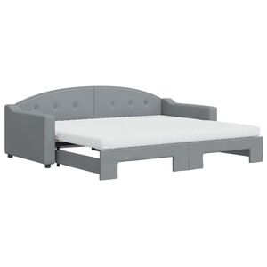 vidaXL Lit de jour avec gigogne et matelas gris clair 90x200 cm tissu