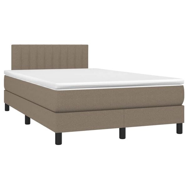 vidaXL Sommier &agrave; lattes de lit avec matelas LED Taupe 120x200 cm Tissu