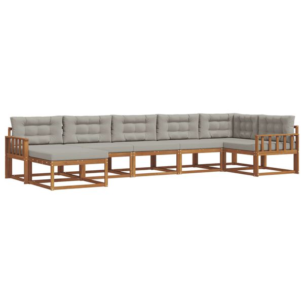 vidaXL Ensemble de canap&eacute;s d'ext&eacute;rieur 7 pcs Gris Naturel et Clair