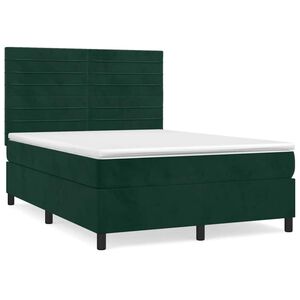 vidaXL Sommier &agrave; lattes de lit et matelas Vert fonc&eacute; 140x200cm Velours