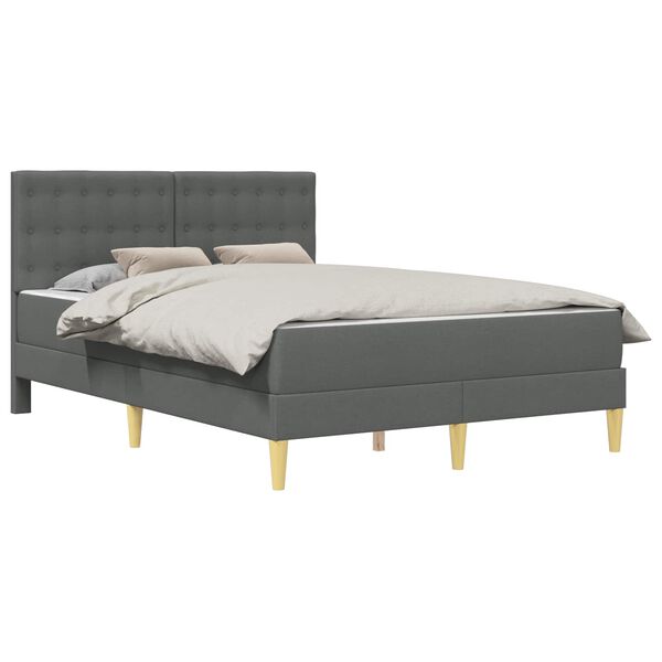 vidaXL Cadre de lit avec matelas Gris fonc&eacute; 120 x 190 cm tissu