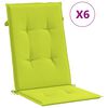 vidaXL Coussins de chaise de jardin &agrave; dossier haut lot de 6 vert vif