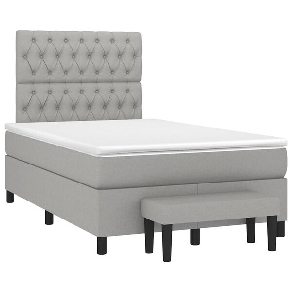 vidaXL Sommier &agrave; lattes de lit et matelas gris clair 120x190 cm tissu