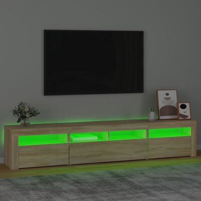 vidaXL Meuble TV avec lumières LED Chêne sonoma 210x35x40 cm