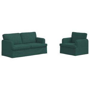 vidaXL Ensemble de Canap&eacute;s 2 pc Vert fonc&eacute; tissu