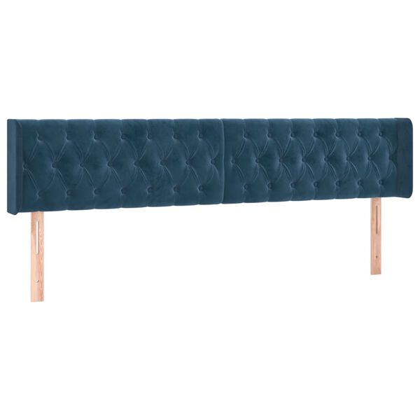 vidaXL T&ecirc;te de lit &agrave; LED Bleu fonc&eacute; 183x16x78/88 cm Velours