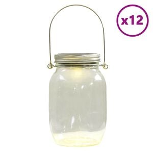 vidaXL Lampe solaire en verre d'ext&eacute;rieur 12 pcs blanc chaud