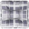 vidaXL Coussin de palette motif &agrave; carreaux gris 50x50x12 cm tissu