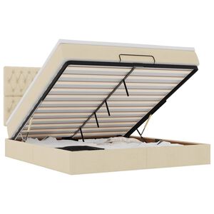 VidaXL Cadre de lit ottoman avec matelas cr&egrave;me 180x200 cm tissu