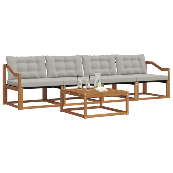 vidaXL Ensemble de canap&eacute;s d'ext&eacute;rieur 5 pcs Gris Naturel et Clair