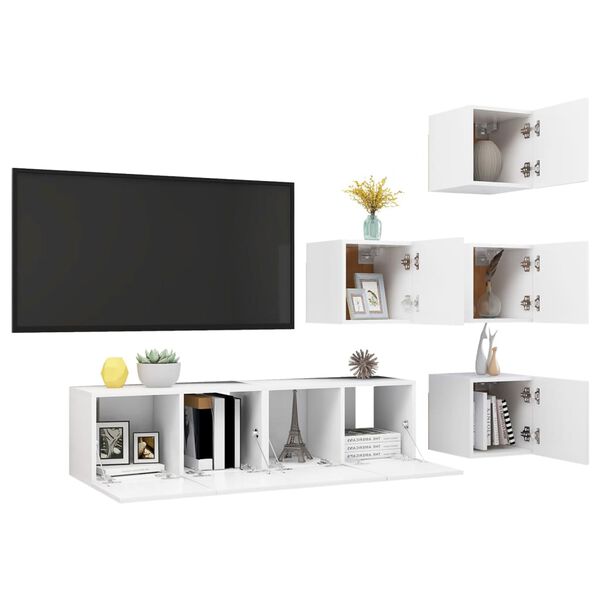 vidaXL Ensemble de meubles TV 6 pcs Blanc Bois d'ing&eacute;nierie