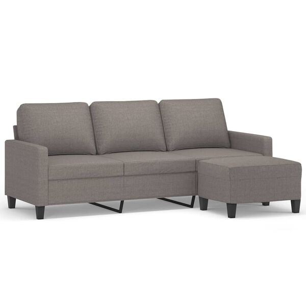 vidaXL Canap&eacute; &agrave; 3 places avec repose-pieds Taupe 180 cm Tissu
