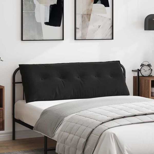vidaXL Coussin de Dos Noir 140 x 50 cm Tissu en velours c&ocirc;tel&eacute;