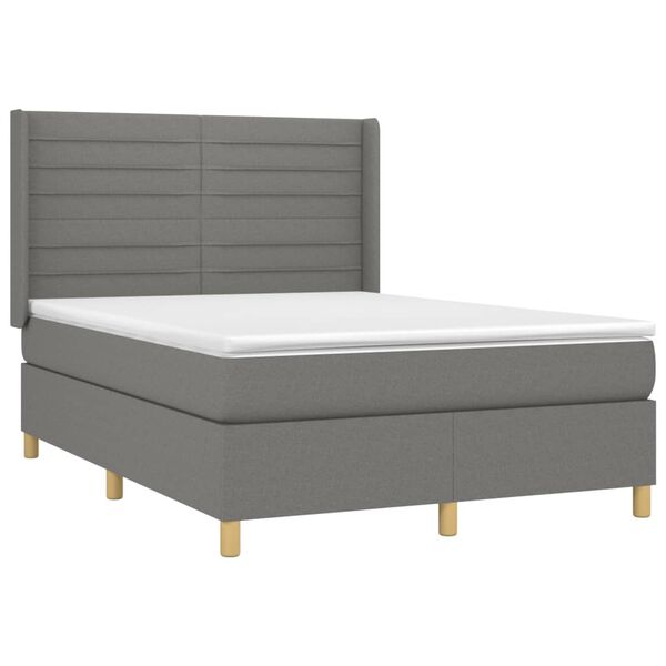 vidaXL Sommier &agrave; lattes de lit matelas LED Gris fonc&eacute; 140x190 cm Tissu