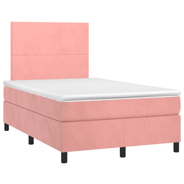 vidaXL Sommier &agrave; lattes de lit et matelas LED Rose 120x200 cm Velours