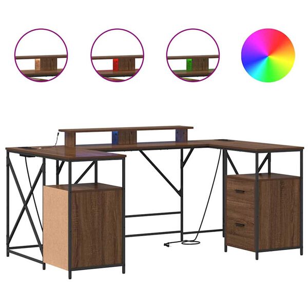 vidaXL Bureau Chêne brun 182 x 101 x 87,5 cm Bois d'ingénierie