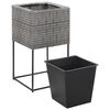 vidaXL Lits sur&eacute;lev&eacute;s de jardin 3 pcs R&eacute;sine tress&eacute;e Gris