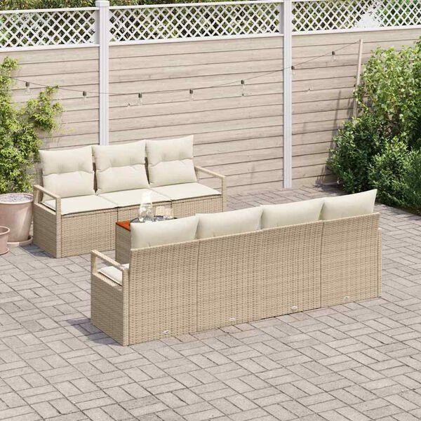 vidaXL Ensemble de canap&eacute; de jardin avec coussin 8 pcs Beige polyrotin
